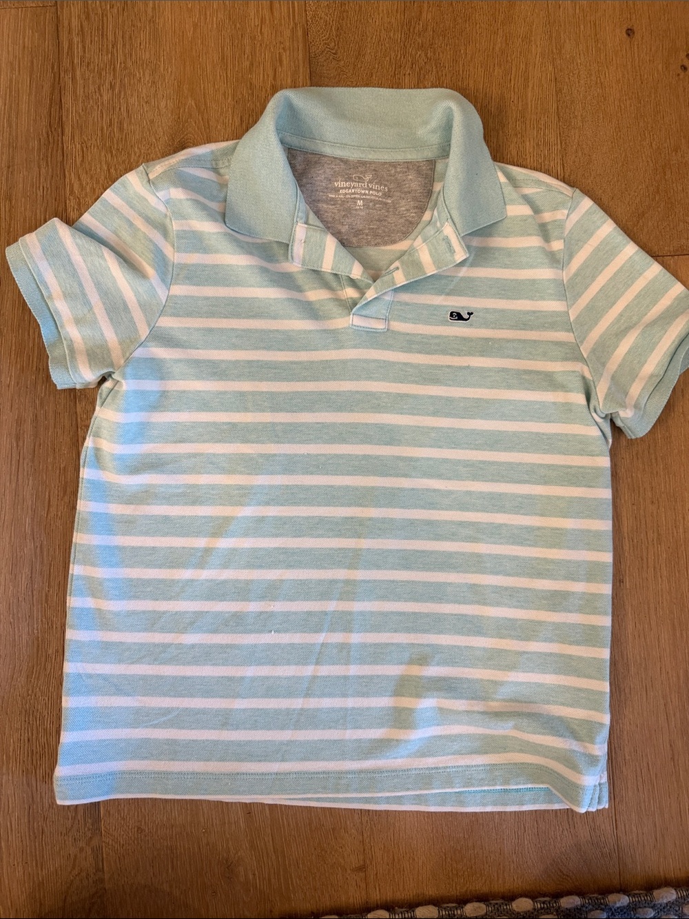 Vineyard Vines Boys Mint & White Striped Polo